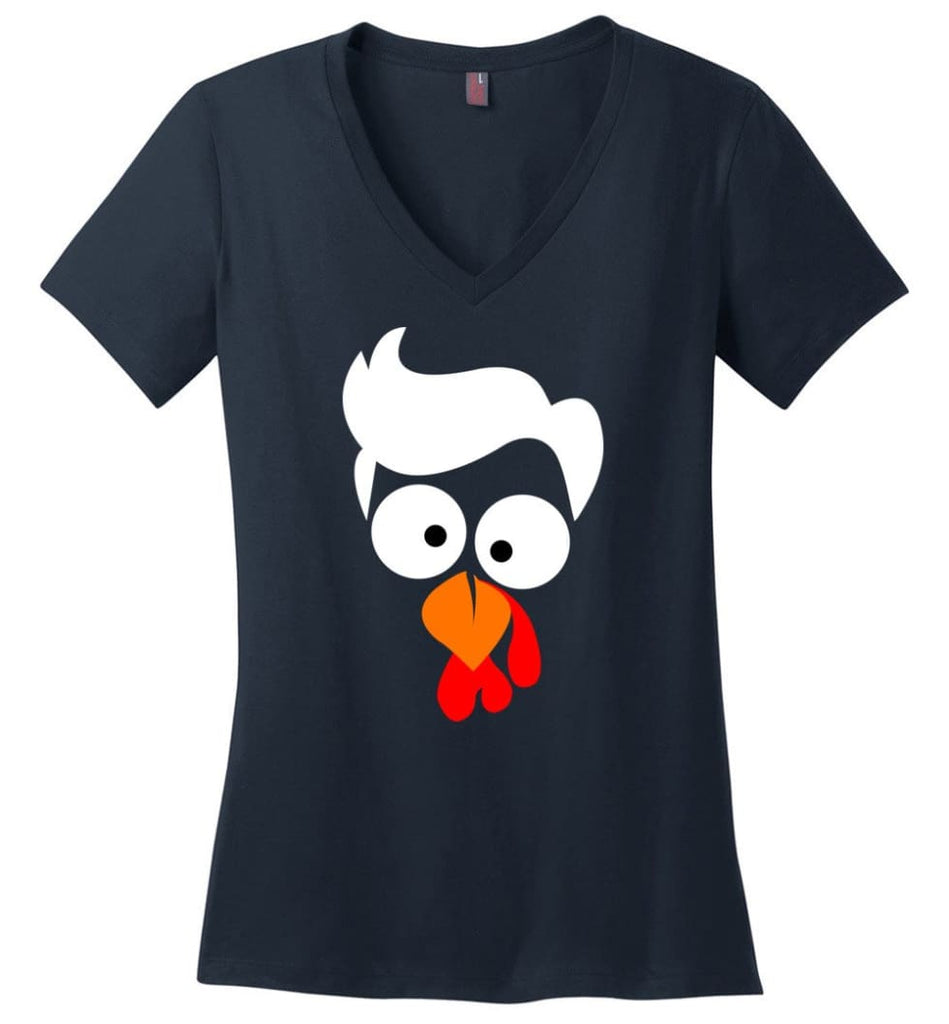 Turkey Face Lawyer Thanksgiving Gifts Ladies V-Neck - Navy / M