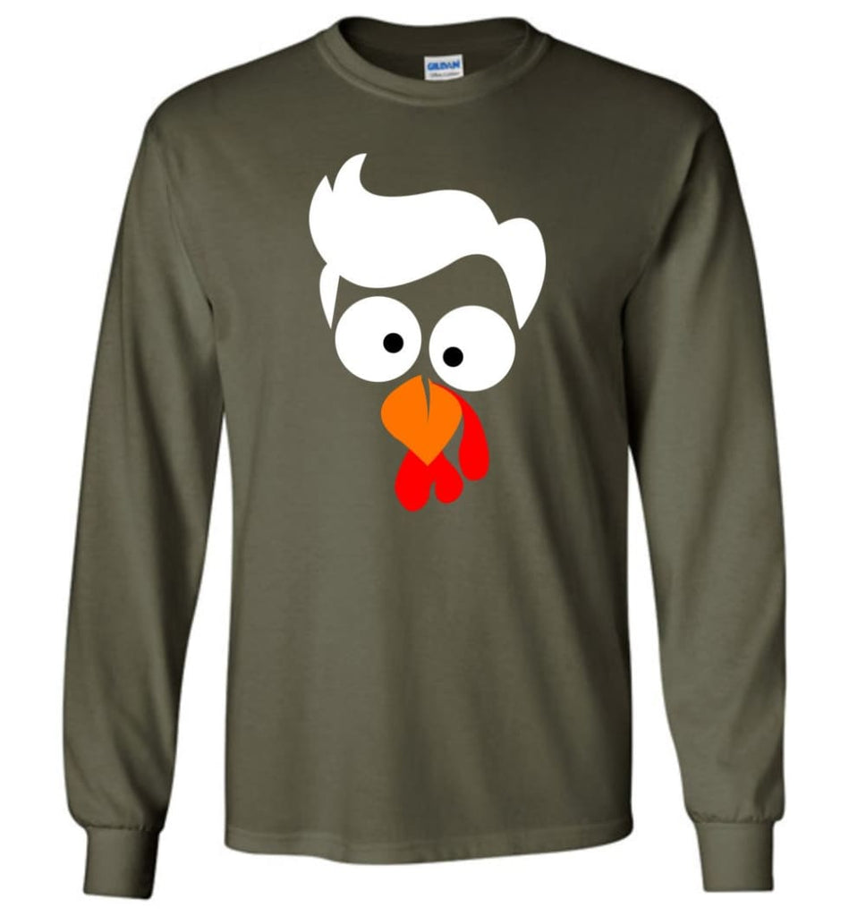 Turkey Face Lawyer Thanksgiving Gifts Long Sleeve T-Shirt - Military Green / M