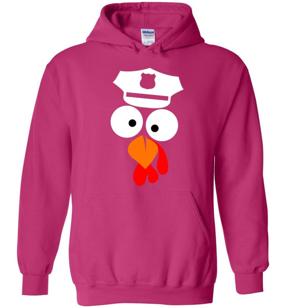 Turkey Face Police Thanksgiving Gifts Hoodie - Heliconia / M