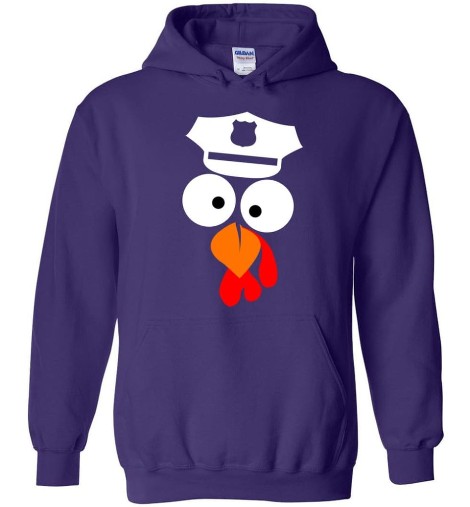 Turkey Face Police Thanksgiving Gifts Hoodie - Purple / M