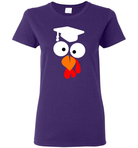 Turkey Face Teacher Thanksgiving Gifts Women Tee - Purple / M