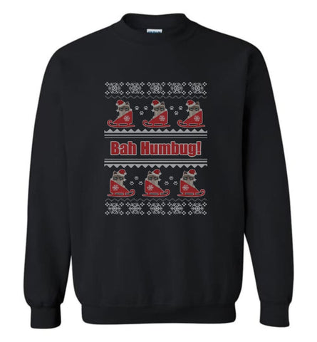 Ugly Christmas Grumpy Cat Bah Humbug Sweatshirt Hoodie Shirt Sweatshirt - Black / M