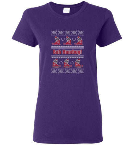 Ugly Christmas Grumpy Cat Bah Humbug Sweatshirt Hoodie Shirt - Women T-shirt - Purple / M