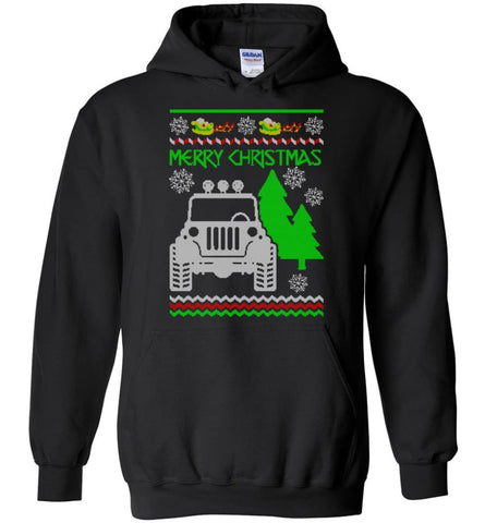 Ugly Christmas Jeep Sweater Jeep Sweatshirt Gift for Jeep Lover Hoodie - Black / M