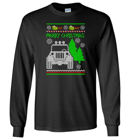 Ugly Christmas Jeep Sweater Jeep Sweatshirt Gift for Jeep Lover Long Sleeve T-Shirt - Black / M
