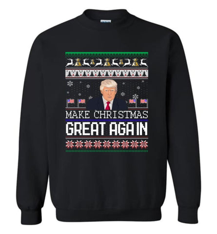 Ugly Christmas Sweater Make Christmas Great Again Jumper Donald Trump Xmas Sweatshirt - Black / M