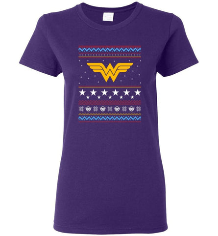 Ugly Christmas Wonder Woman Sweatshirt Hoodie Xmas Gift For Woman Ladies Women T-Shirt - Purple / M