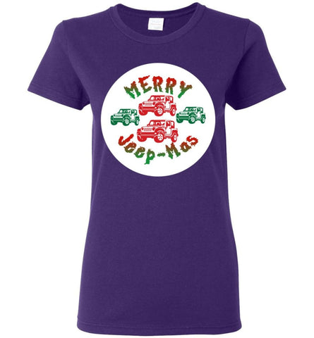 Ugly Jeep Christmas Sweater Jeep Xmas Sweater Matching Ugly Christmas Sweatshirts Merry Jeepmas Women T-shirt - Purple /