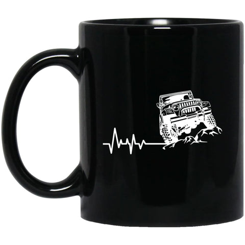 Unlimited Heartbeat Love Jeep Shirt Jeep Lover Driver Owner Addicted 11 oz Black Mug - Black / One Size - Drinkware