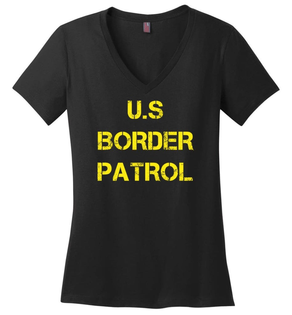 Us Border Patrol Ladies V-Neck - Black / M
