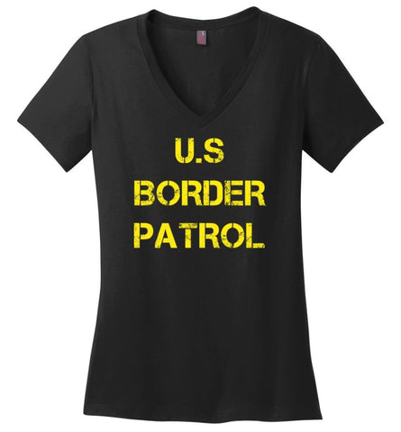Us Border Patrol Ladies V-Neck - Black / M