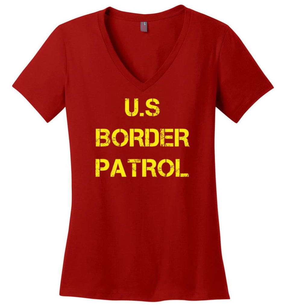 Us Border Patrol Ladies V-Neck - Red / M