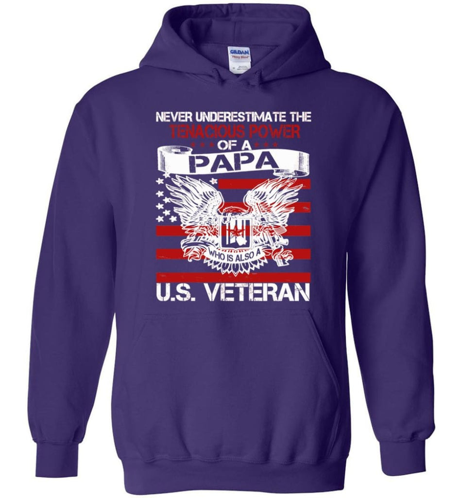US Veterans Shirt Never Underestimate The Power Of PaPa - Hoodie - Purple / M