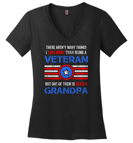 Veteran Grandpa T Shirt Combat Veteran Sweatshirt Proud Navy Grandpa Ladies V-Neck - Black / M