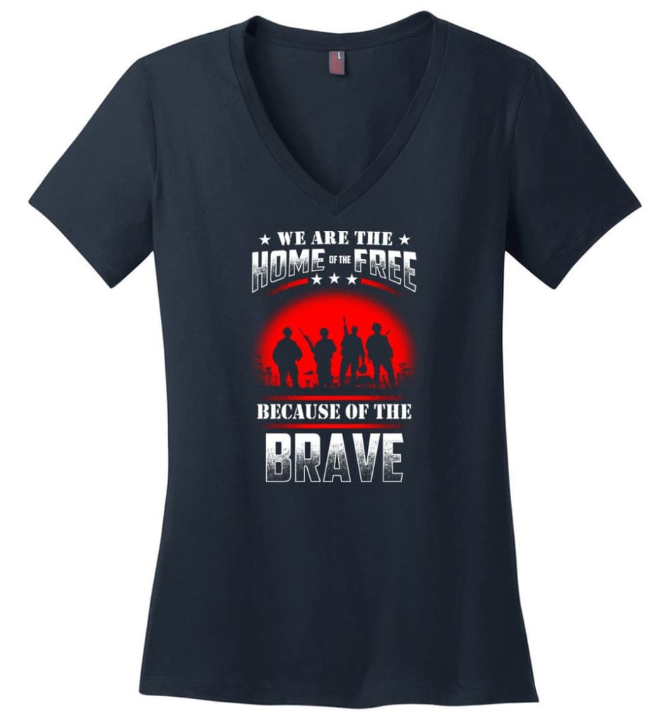 Veteran Shirt ALWAYS REMEMBER NEVER FORGET T Shirt Ladies V-Neck - Navy / M