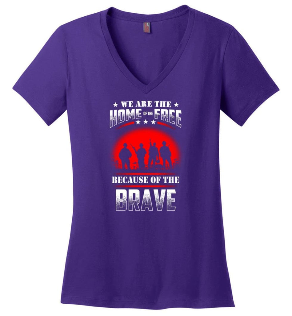 Veteran Shirt ALWAYS REMEMBER NEVER FORGET T Shirt Ladies V-Neck - Purple / M