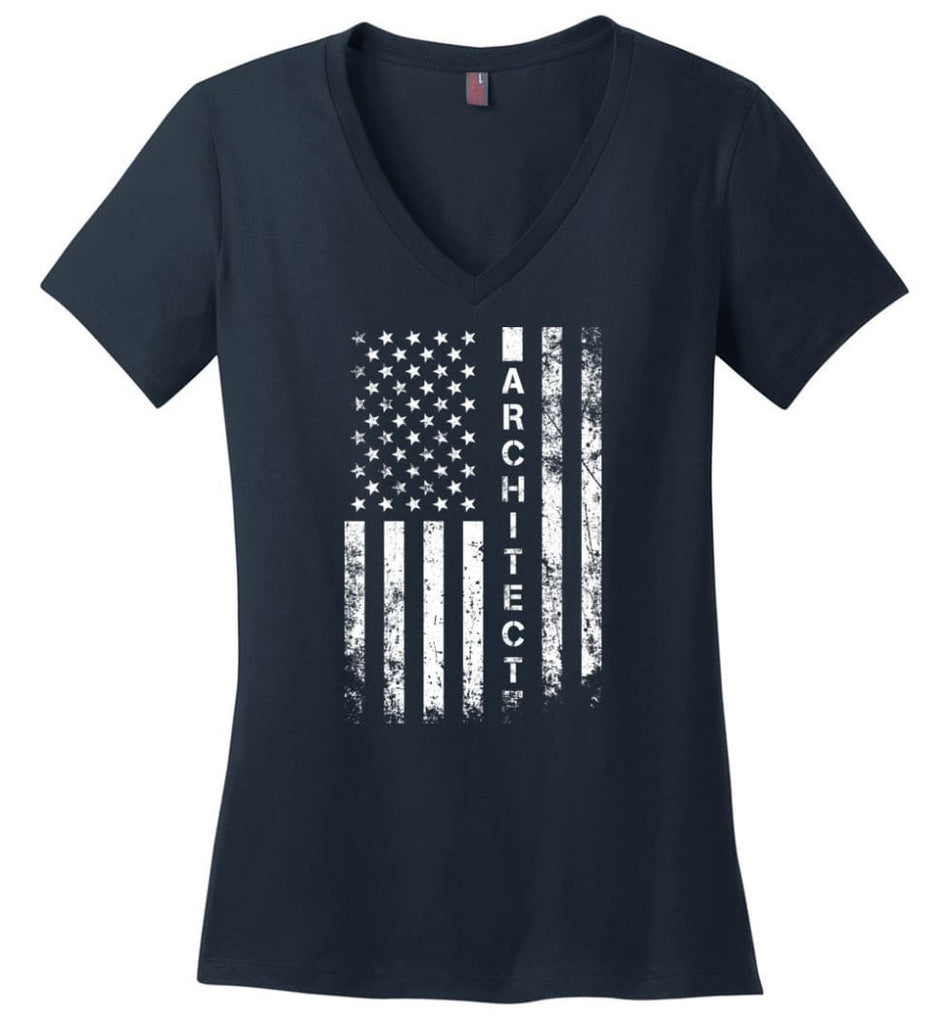 Veteran Shirt Someone Who Will Knock You Out For Stepping On The American Flag Ladies V-Neck - Navy / M