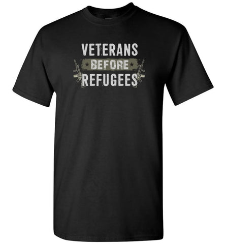 Veterans Before Refugees Shirt Military Hoodies Support Veteran And Patriotic T Shirt - Navy / S