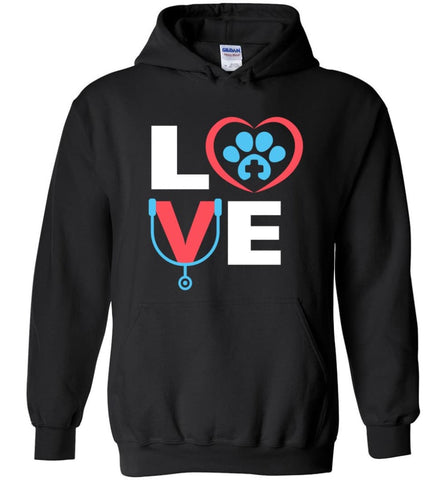 Veterinary Shirt Love Dog Gift For Pet Lover Vet Tech - Hoodie - Black / M