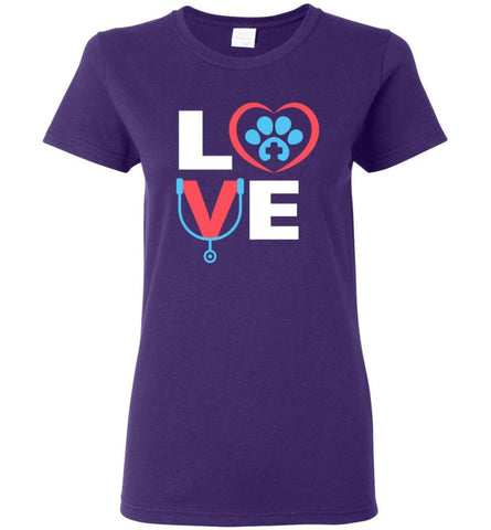 Veterinary Shirt Love Dog Gift For Pet Lover Vet Tech Women Tee - Purple / M