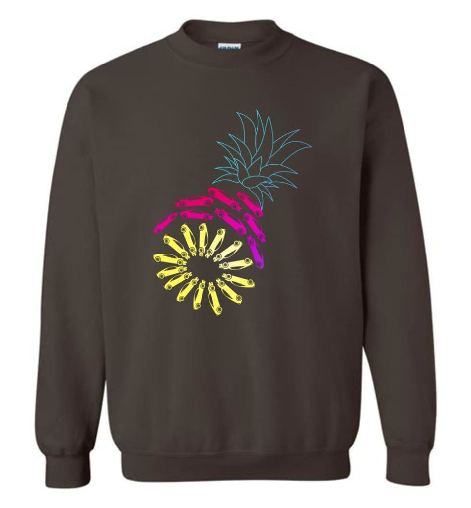 Vintage Car Pineapple Funny Graphic - Sweatshirt - Dark Chocolate / M - Sweatshirt