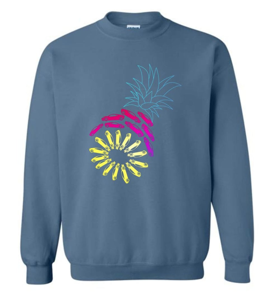 Vintage Car Pineapple Funny Graphic - Sweatshirt - Indigo Blue / M - Sweatshirt