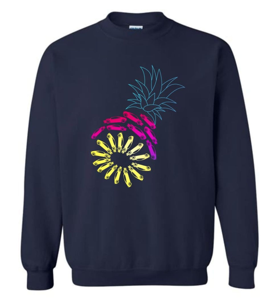 Vintage Car Pineapple Funny Graphic - Sweatshirt - Navy / M - Sweatshirt