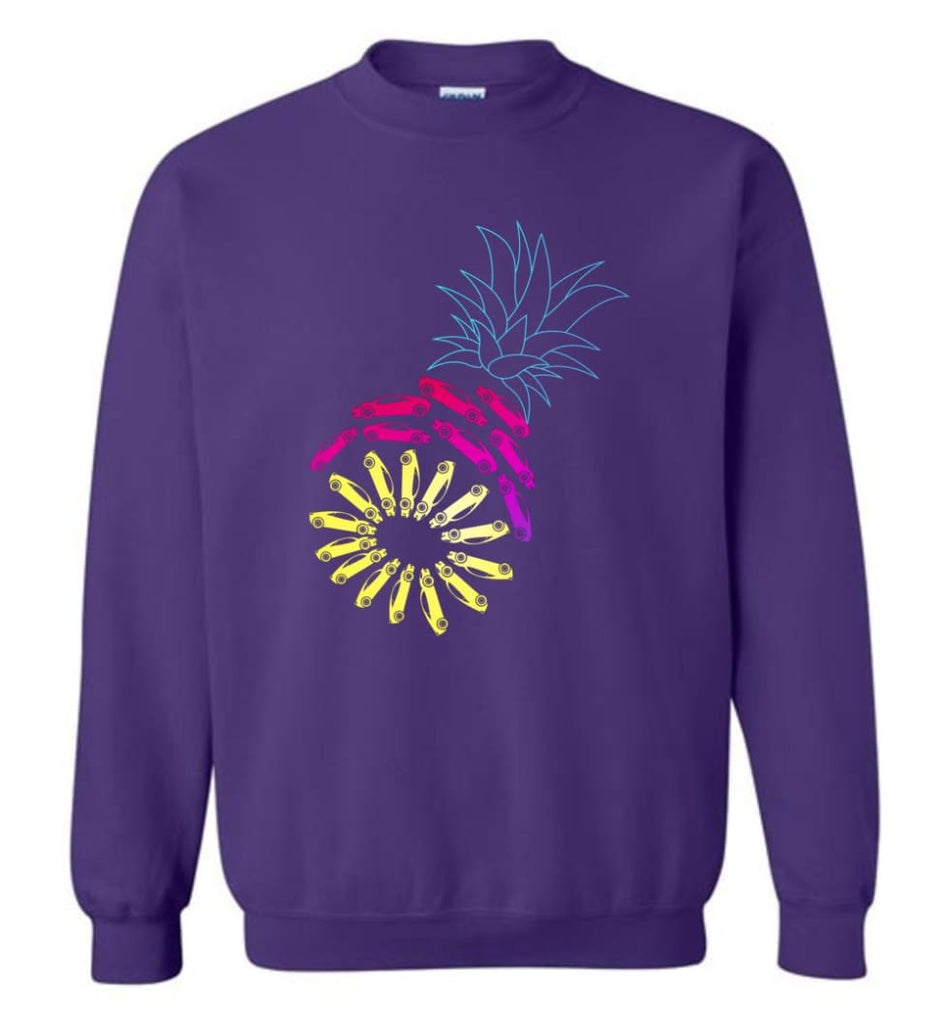 Vintage Car Pineapple Funny Graphic - Sweatshirt - Purple / M - Sweatshirt