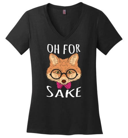 Vintage Foxhound Shirt Oh For Fox Sake Ladies V Neck - Black / M - womens apparel