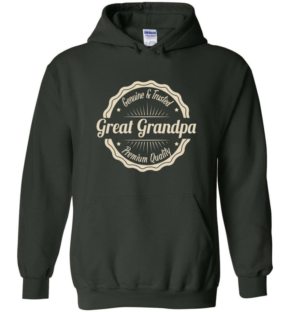 Vintage Grandfather Gift Great Grandpa Genuine and Trusted Hoodie - Forest Green / M