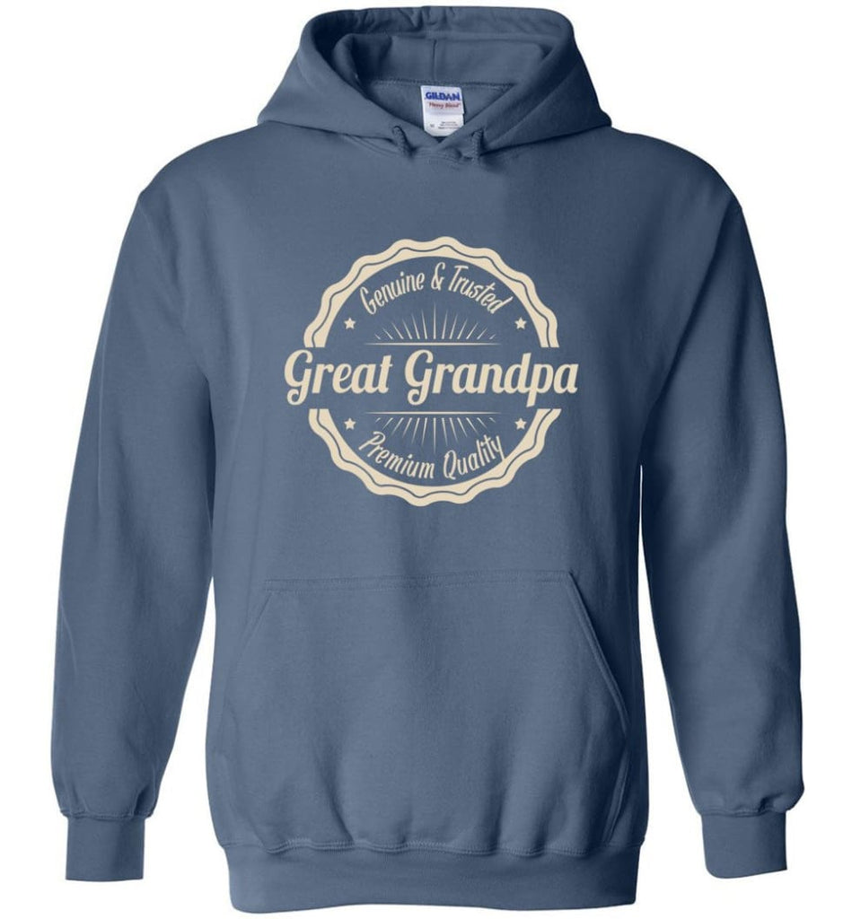 Vintage Grandfather Gift Great Grandpa Genuine and Trusted Hoodie - Indigo Blue / M
