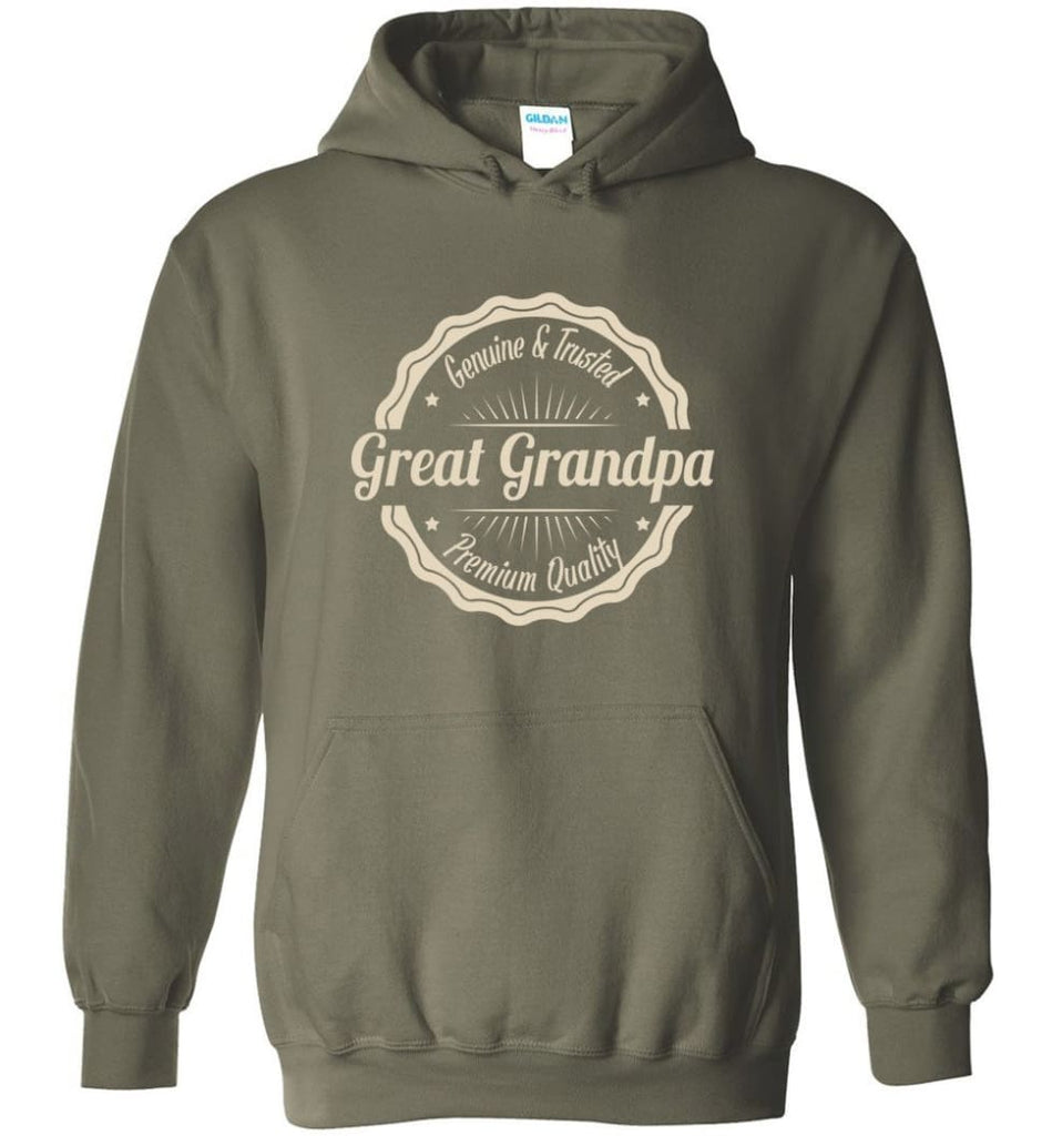 Vintage Grandfather Gift Great Grandpa Genuine and Trusted Hoodie - Military Green / M