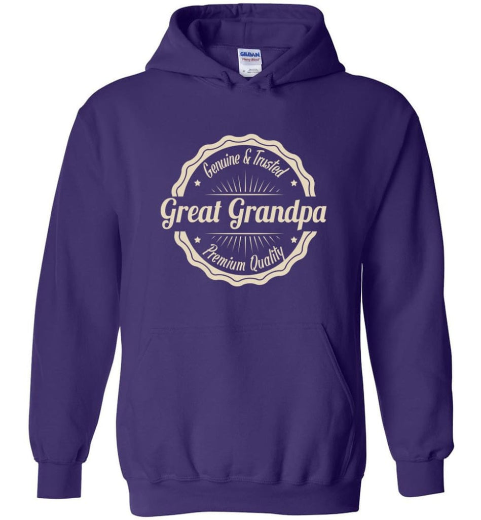 Vintage Grandfather Gift Great Grandpa Genuine and Trusted Hoodie - Purple / M