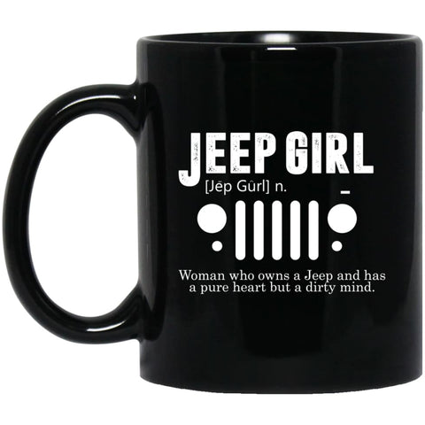 Vintage Jeep Pure Heart But Dirty Mind Jeep Girl Jeep Wife 11 oz Black Mug - Black / One Size - Drinkware