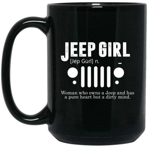 Vintage Jeep Pure Heart But Dirty Mind Jeep Girl Jeep Wife 15 oz Black Mug - Black / One Size - Drinkware