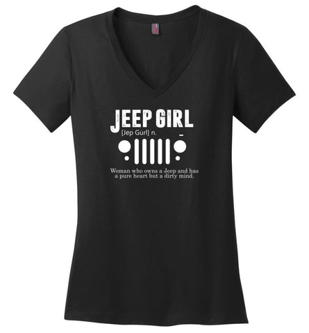 Vintage Jeep Shirt Pure Heart But Dirty Mind Jeep Girl Jeep Wife Ladies V-Neck - Black / M - Ladies V-Neck