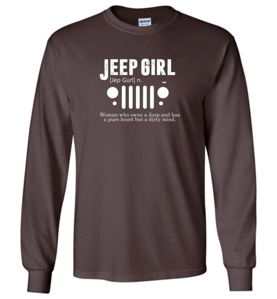 Vintage Jeep Shirt Pure Heart But Dirty Mind Jeep Girl Jeep Wife Long Sleeve T-Shirt - Dark Chocolate / M - Long Sleeve 