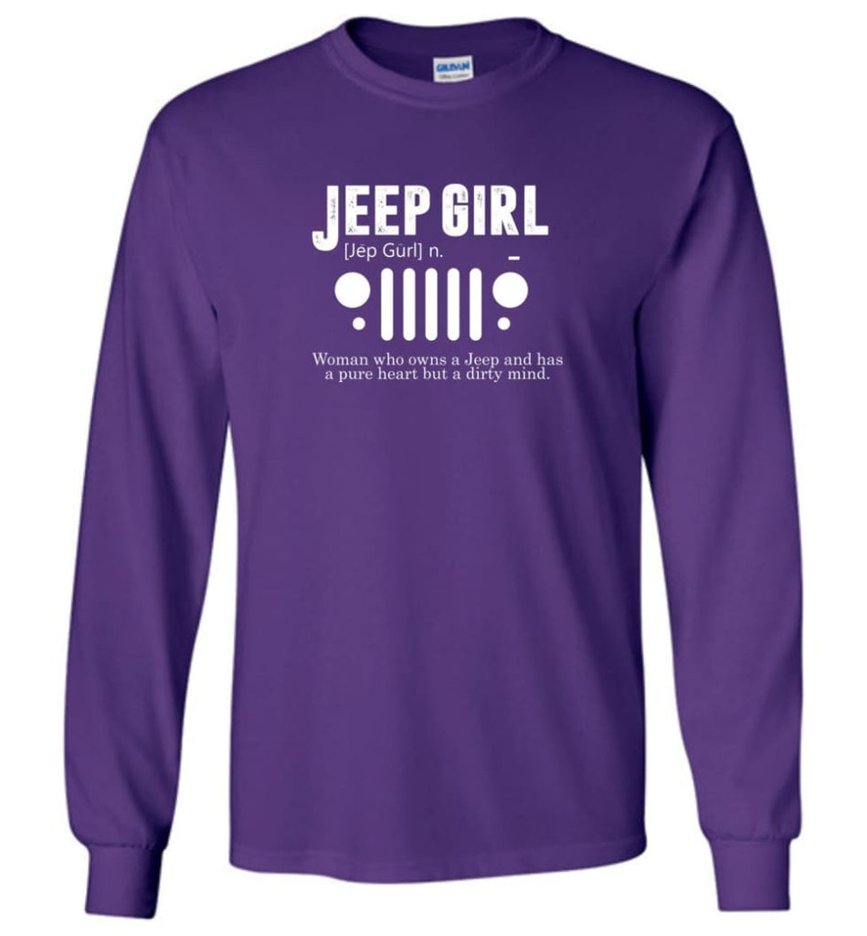 Vintage Jeep Shirt Pure Heart But Dirty Mind Jeep Girl Jeep Wife Long Sleeve T-Shirt - Purple / M - Long Sleeve T-Shirt