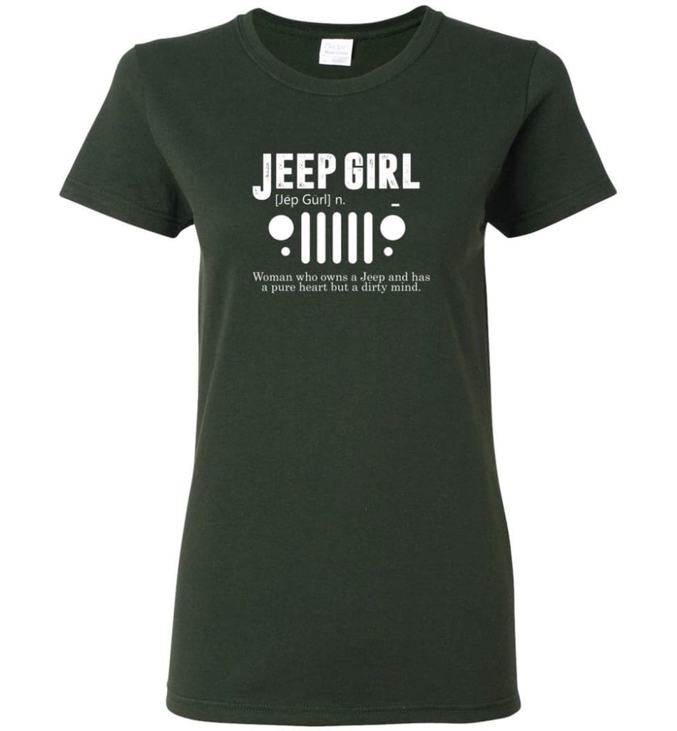 Vintage Jeep Shirt Pure Heart But Dirty Mind Jeep Girl Jeep Wife Women T-shirt - Forest Green / M