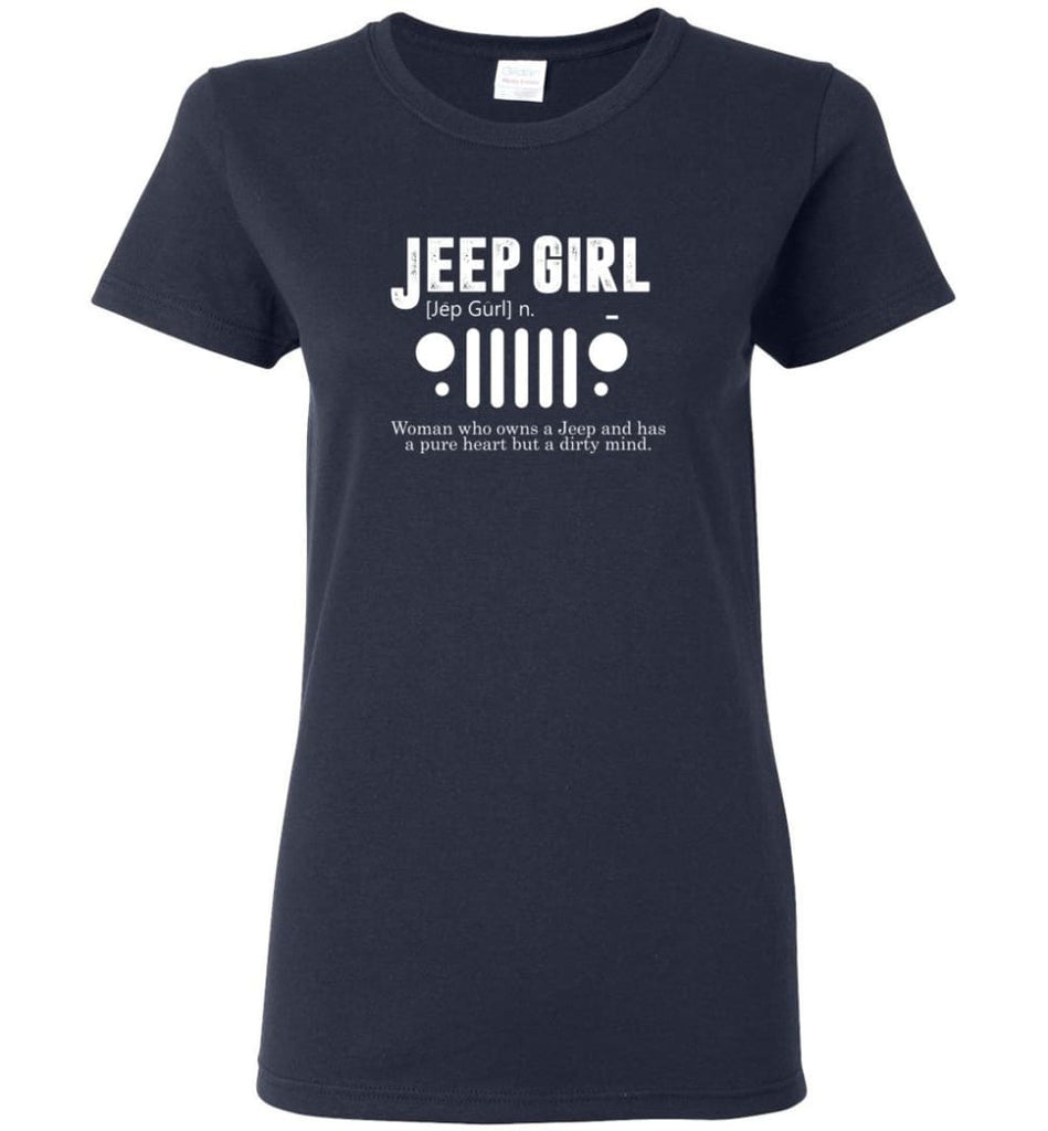 Vintage Jeep Shirt Pure Heart But Dirty Mind Jeep Girl Jeep Wife Women T-shirt - Navy / M