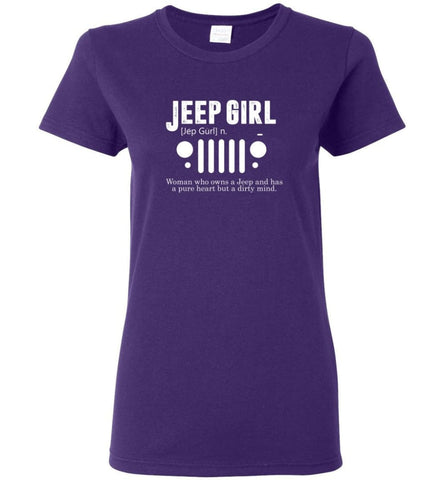 Vintage Jeep Shirt Pure Heart But Dirty Mind Jeep Girl Jeep Wife Women T-shirt - Purple / M
