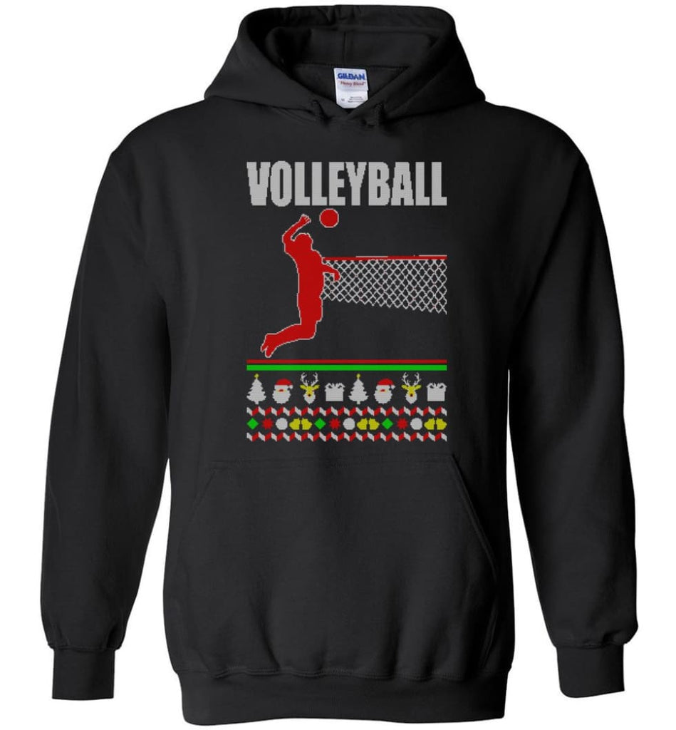 Volleyball Ugly Christmas Sweater - Hoodie - Black / M