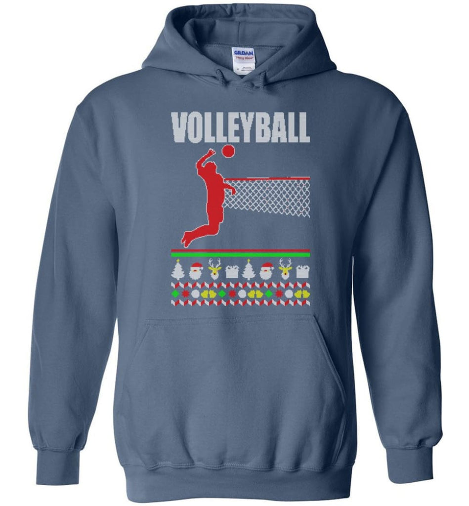 Volleyball Ugly Christmas Sweater - Hoodie - Indigo Blue / M