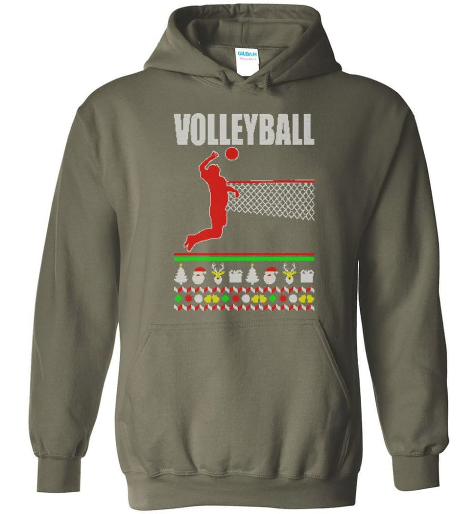 Volleyball Ugly Christmas Sweater - Hoodie - Military Green / M