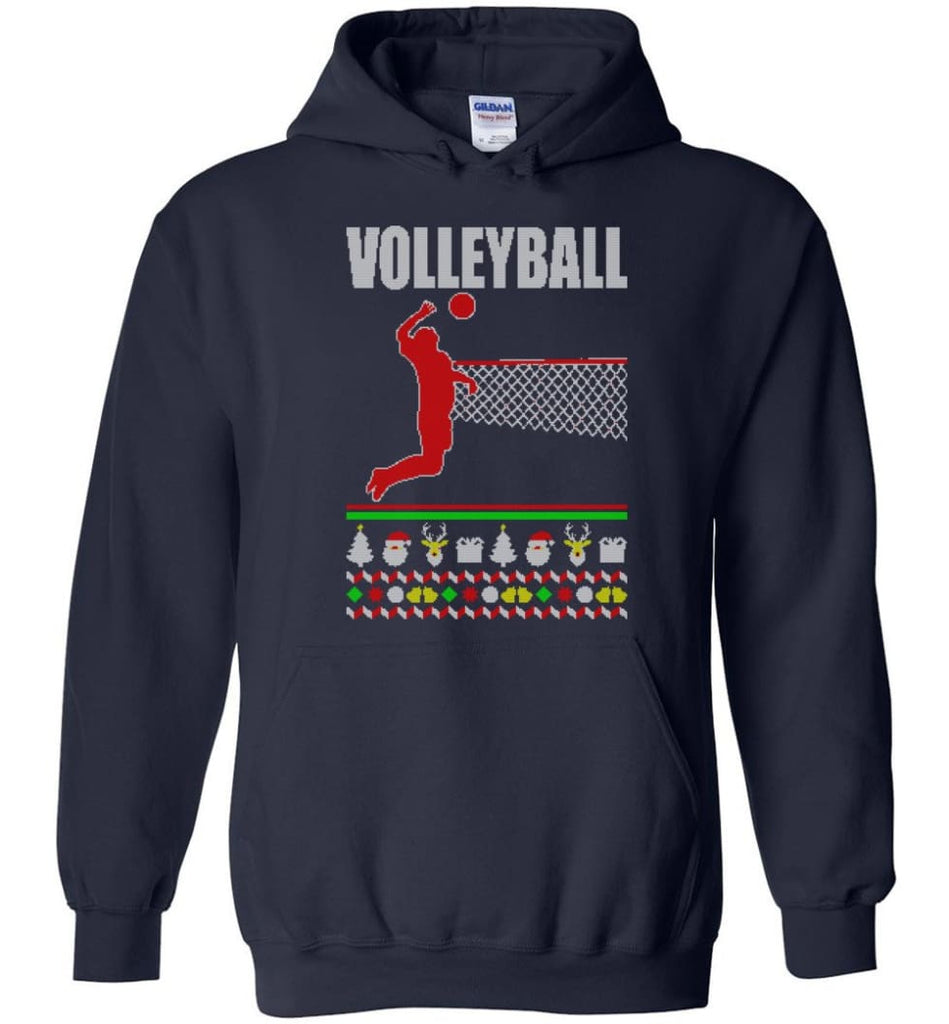 Volleyball Ugly Christmas Sweater - Hoodie - Navy / M