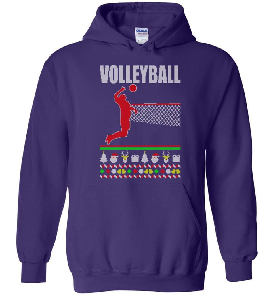 Volleyball Ugly Christmas Sweater - Hoodie - Purple / M