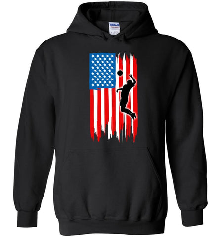 Volleyball With American Flag - Hoodie - Black / M