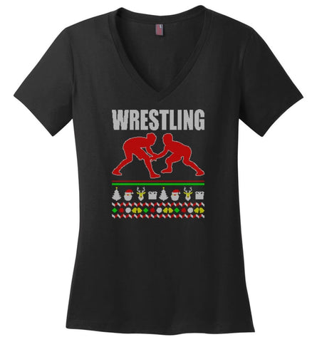 Water Polo Ugly Christmas Sweater Ladies V-Neck - Black / M