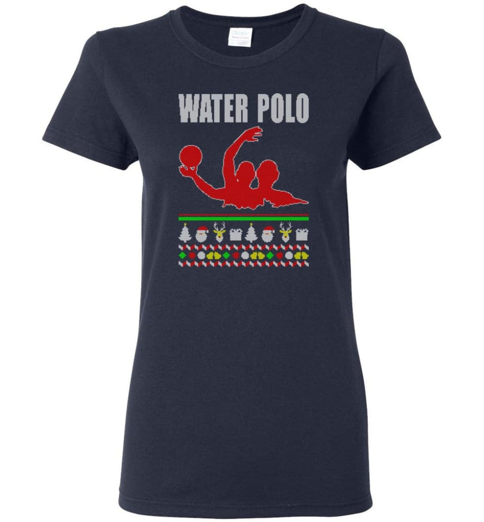 Water Polo Ugly Christmas Sweater Women Tee - Navy / M