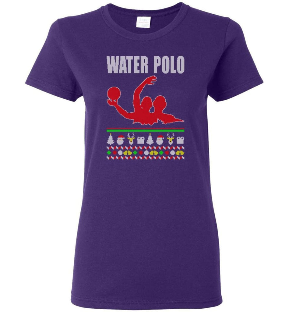 Water Polo Ugly Christmas Sweater Women Tee - Purple / M